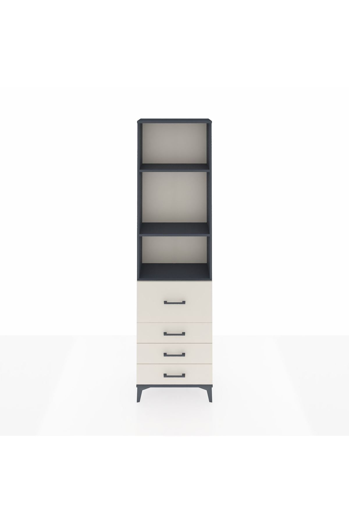 Arges Dolap 3 Raflı 4 Çekmeceli 60x30x221 Antrasit-Aytaşı