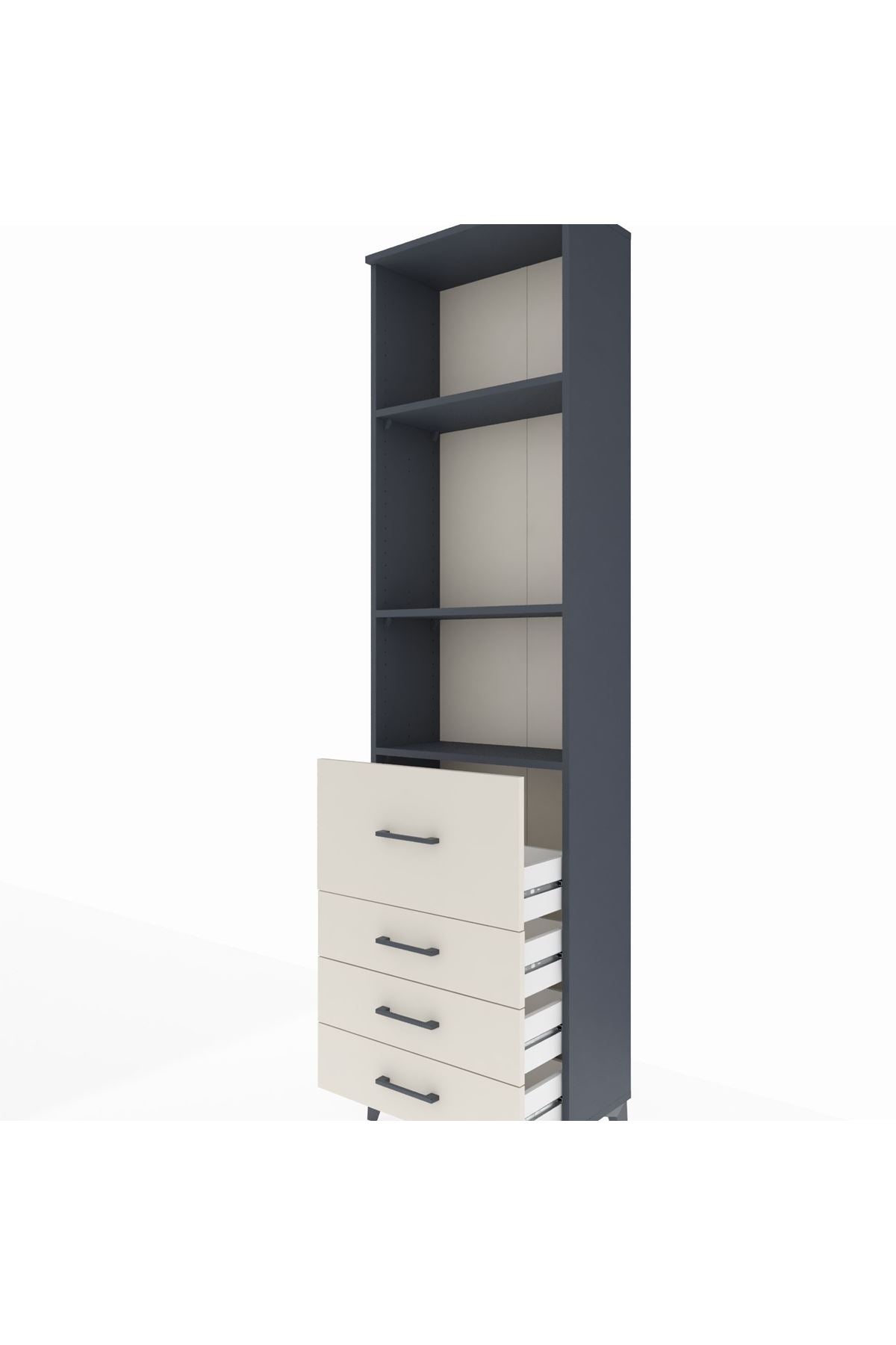 Arges Dolap 3 Raflı 4 Çekmeceli 60x30x221 Antrasit-Aytaşı