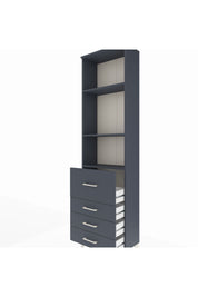 Arges Dolap 3 Raflı 4 Çekmeceli 60x30x221 Antrasit-Antrasit