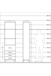 Arges Dolap 3 Raflı 4 Çekmeceli 60x30x221 Antrasit-Antrasit