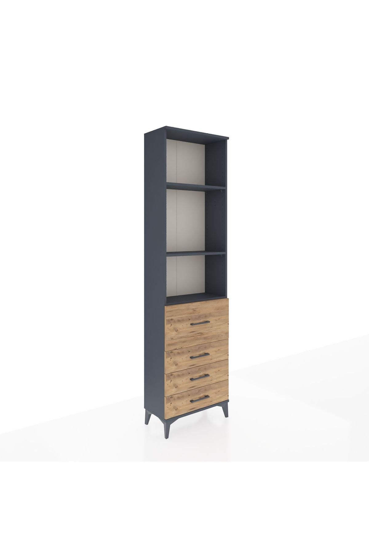 Arges Dolap 3 Raflı 4 Çekmeceli 60x30x221 Antrasit-Çam