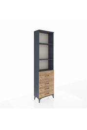 Arges Dolap 3 Raflı 4 Çekmeceli 60x30x221 Antrasit-Çam