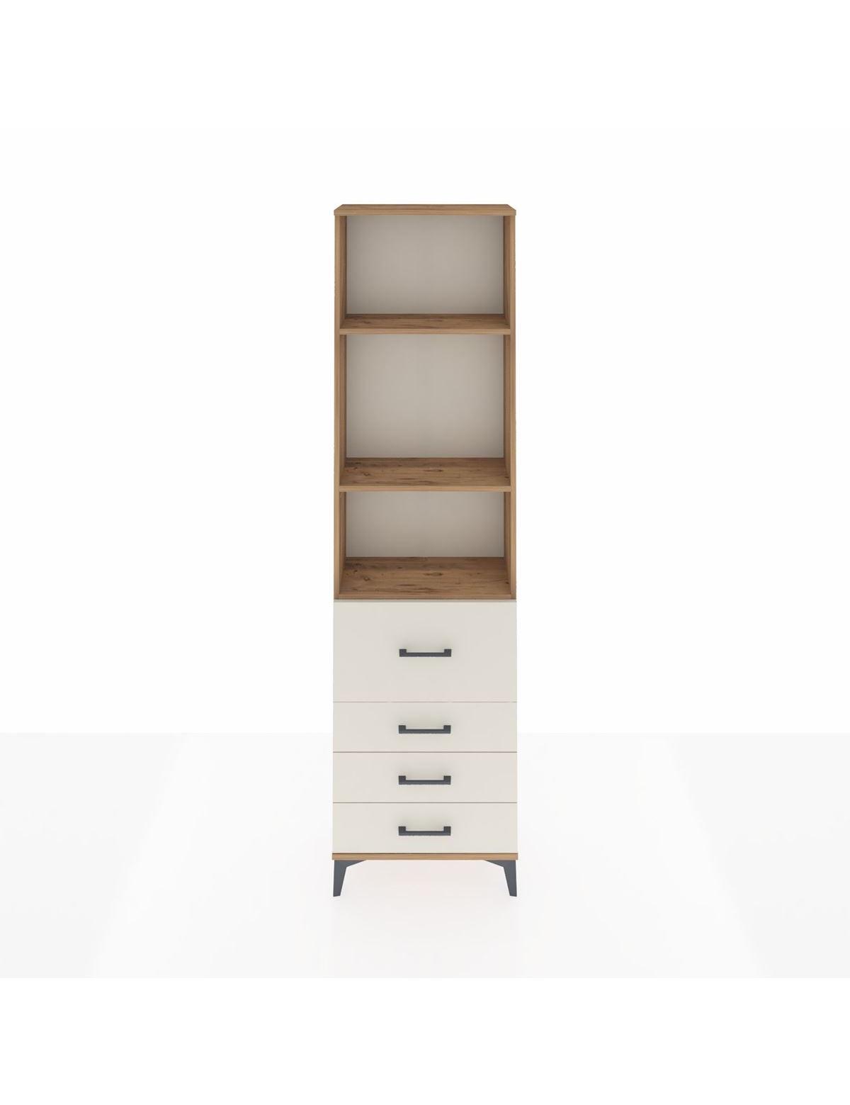 Arges Dolap 3 Raflı 4 Çekmeceli 60x30x221 Çam-Aytaşı