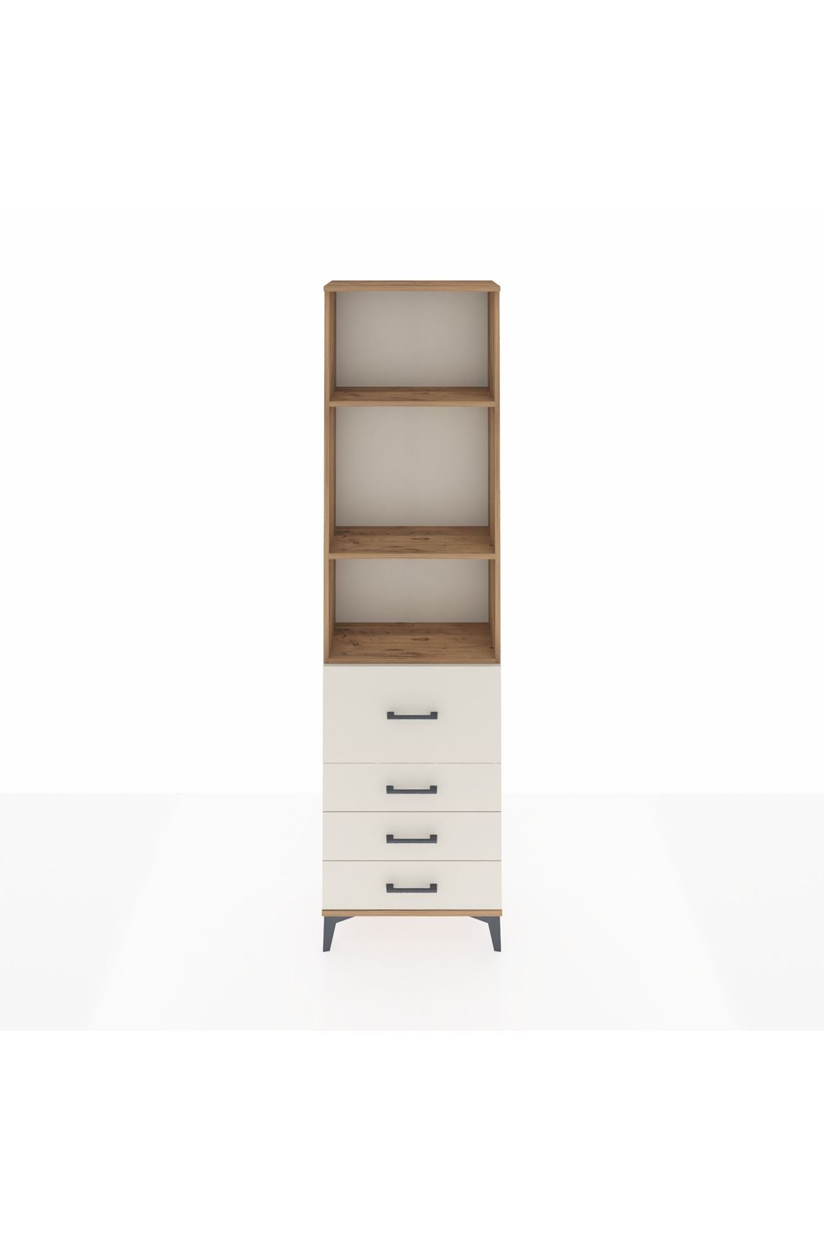 Arges Dolap 3 Raflı 4 Çekmeceli 60x30x221 Çam-Aytaşı