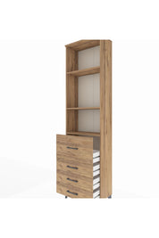 Arges Dolap 3 Raflı 4 Çekmeceli 60x30x221 Çam-Çam