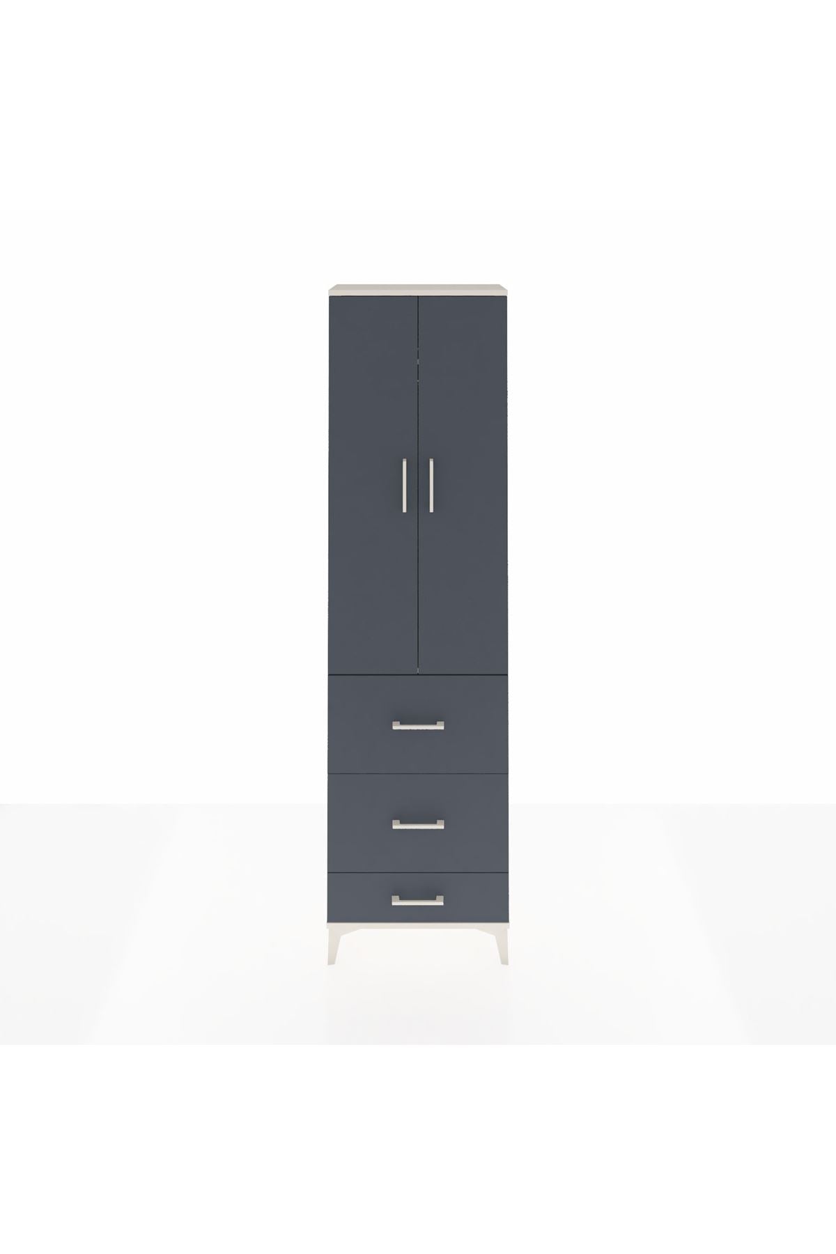 Arges Dolap 2 Raflı 3 Çekmeceli Tek Askılı 60x30x221 Aytaşı-Antrasit