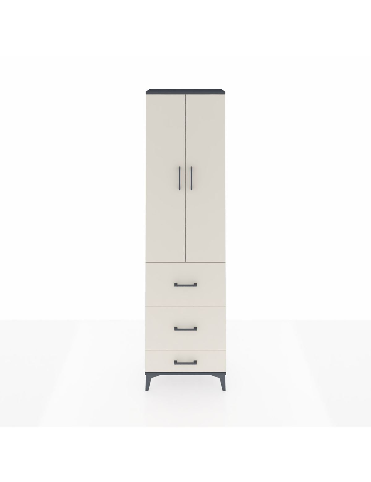 Arges Dolap 2 Raflı 3 Çekmeceli Tek Askılı 60x30x221 Antrasit-Aytaşı