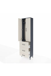 Arges Dolap 2 Raflı 3 Çekmeceli Tek Askılı 60x30x221 Antrasit-Aytaşı