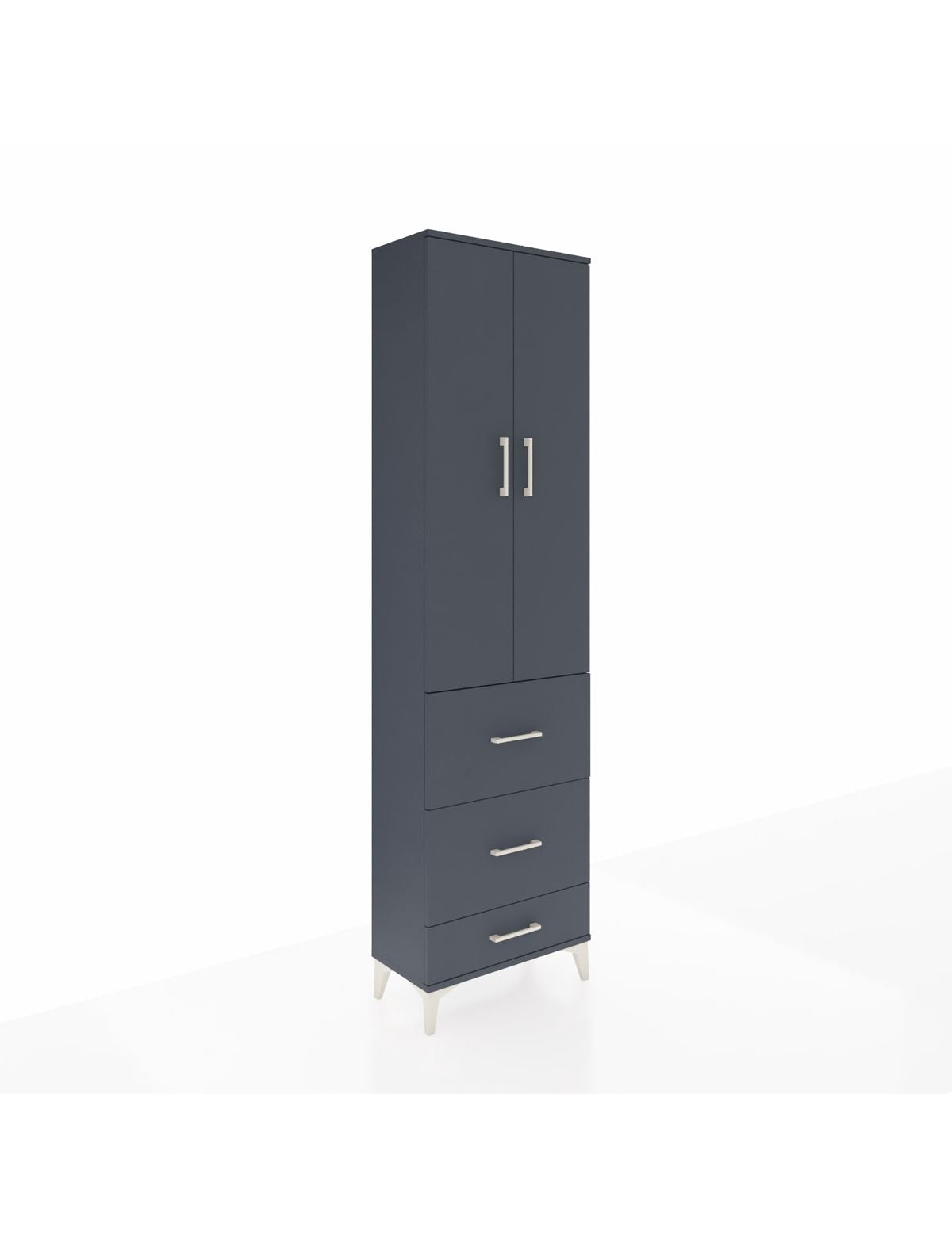 Arges Dolap 2 Raflı 3 Çekmeceli Tek Askılı 60x30x221 Antrasit-Antrasit