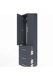 Arges Dolap 2 Raflı 3 Çekmeceli Tek Askılı 60x30x221 Antrasit-Antrasit