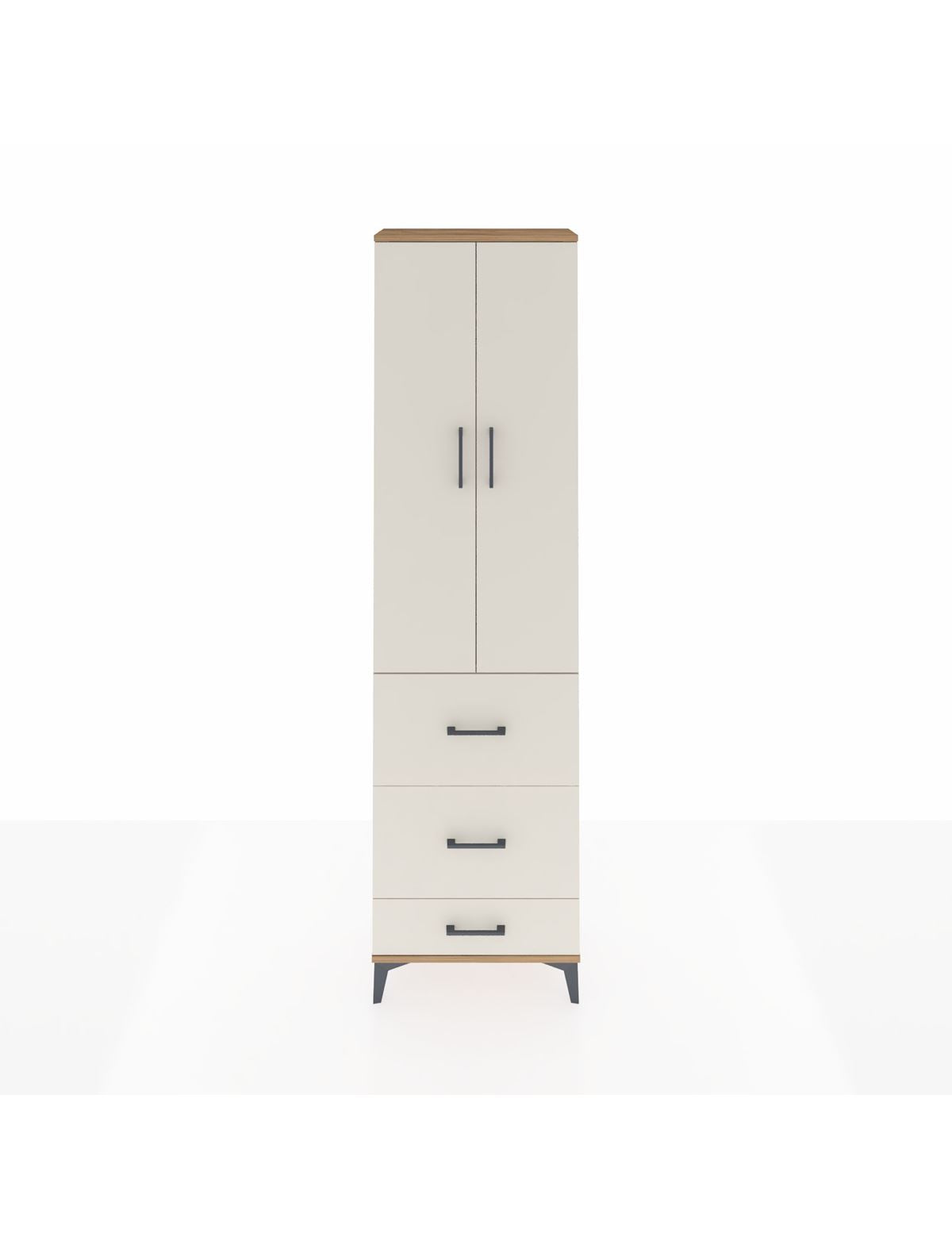 Arges Dolap 2 Raflı 3 Çekmeceli Tek Askılı 60x30x221 Çam-Aytaşı