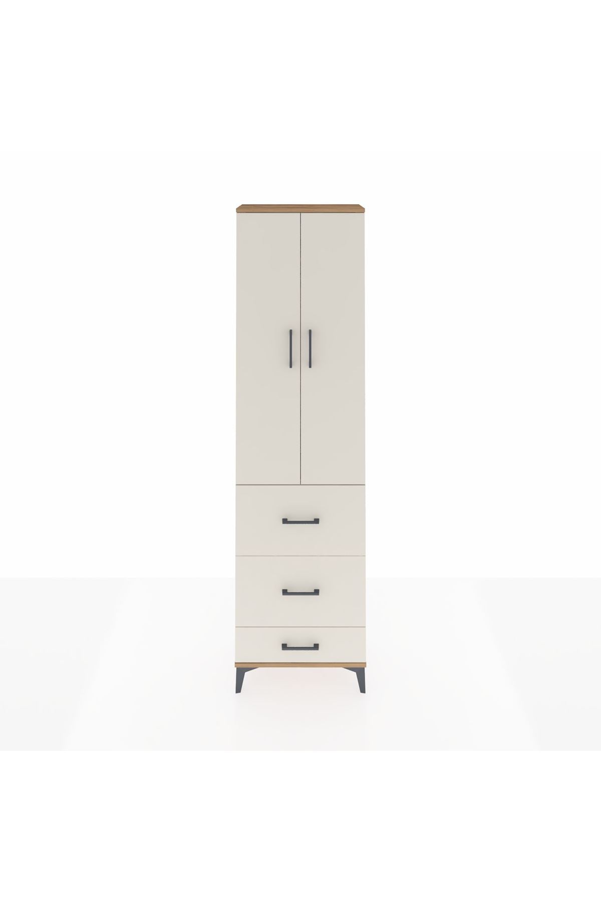 Arges Dolap 2 Raflı 3 Çekmeceli Tek Askılı 60x30x221 Çam-Aytaşı