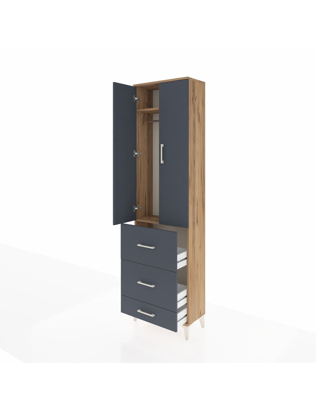Arges Dolap 2 Raflı 3 Çekmeceli Tek Askılı 60x30x221 - S29M070V8A