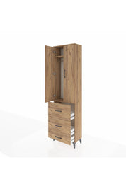 Arges Dolap 2 Raflı 3 Çekmeceli Tek Askılı 60x30x221 Çam-Çam