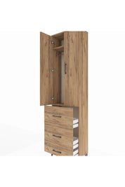 Arges Dolap 2 Raflı 3 Çekmeceli Tek Askılı 60x30x221 Çam-Çam