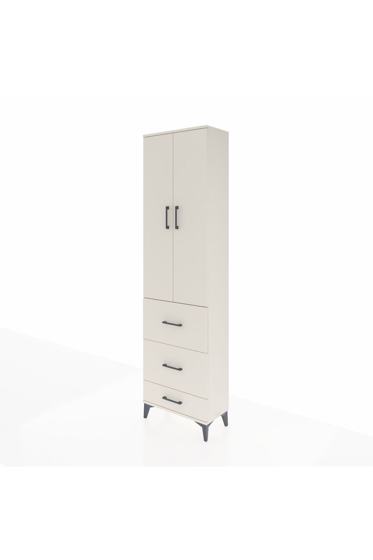 Arges Dolap 3 Raflı 3 Çekmeceli 2 Kapaklı 60x30x221 Aytaşı-Aytaşı