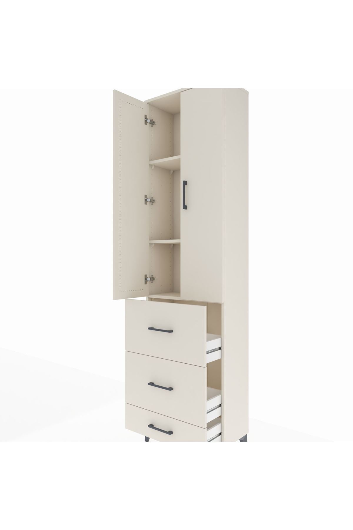 Arges Dolap 3 Raflı 3 Çekmeceli 2 Kapaklı 60x30x221 Aytaşı-Aytaşı