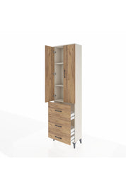 Arges Dolap 3 Raflı 3 Çekmeceli 2 Kapaklı 60x30x221 Aytaşı-Çam