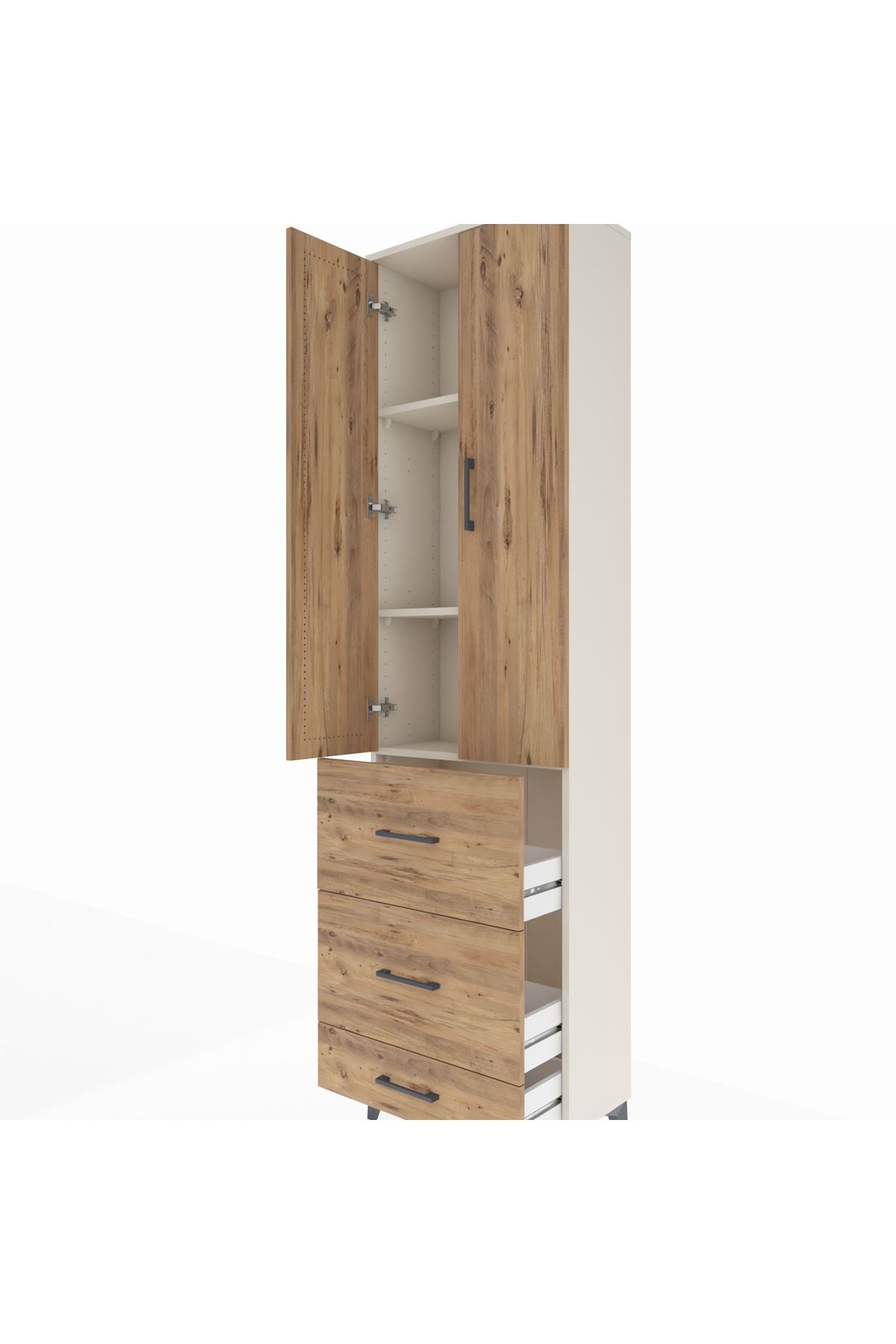 Arges Dolap 3 Raflı 3 Çekmeceli 2 Kapaklı 60x30x221 Aytaşı-Çam