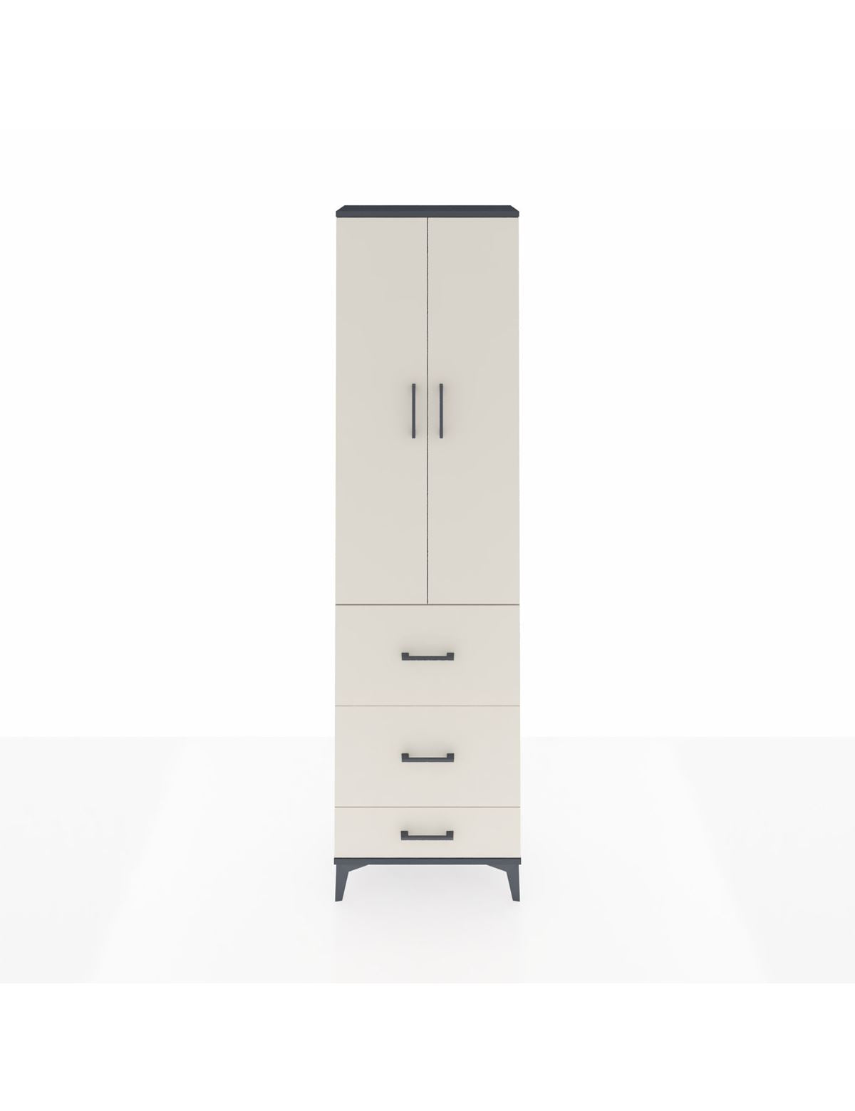 Arges Dolap 3 Raflı 3 Çekmeceli 2 Kapaklı 60x30x221 Antrasit-Aytaşı