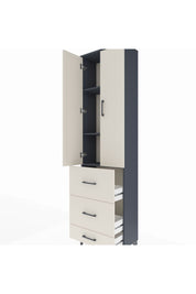 Arges Dolap 3 Raflı 3 Çekmeceli 2 Kapaklı 60x30x221 Antrasit-Aytaşı