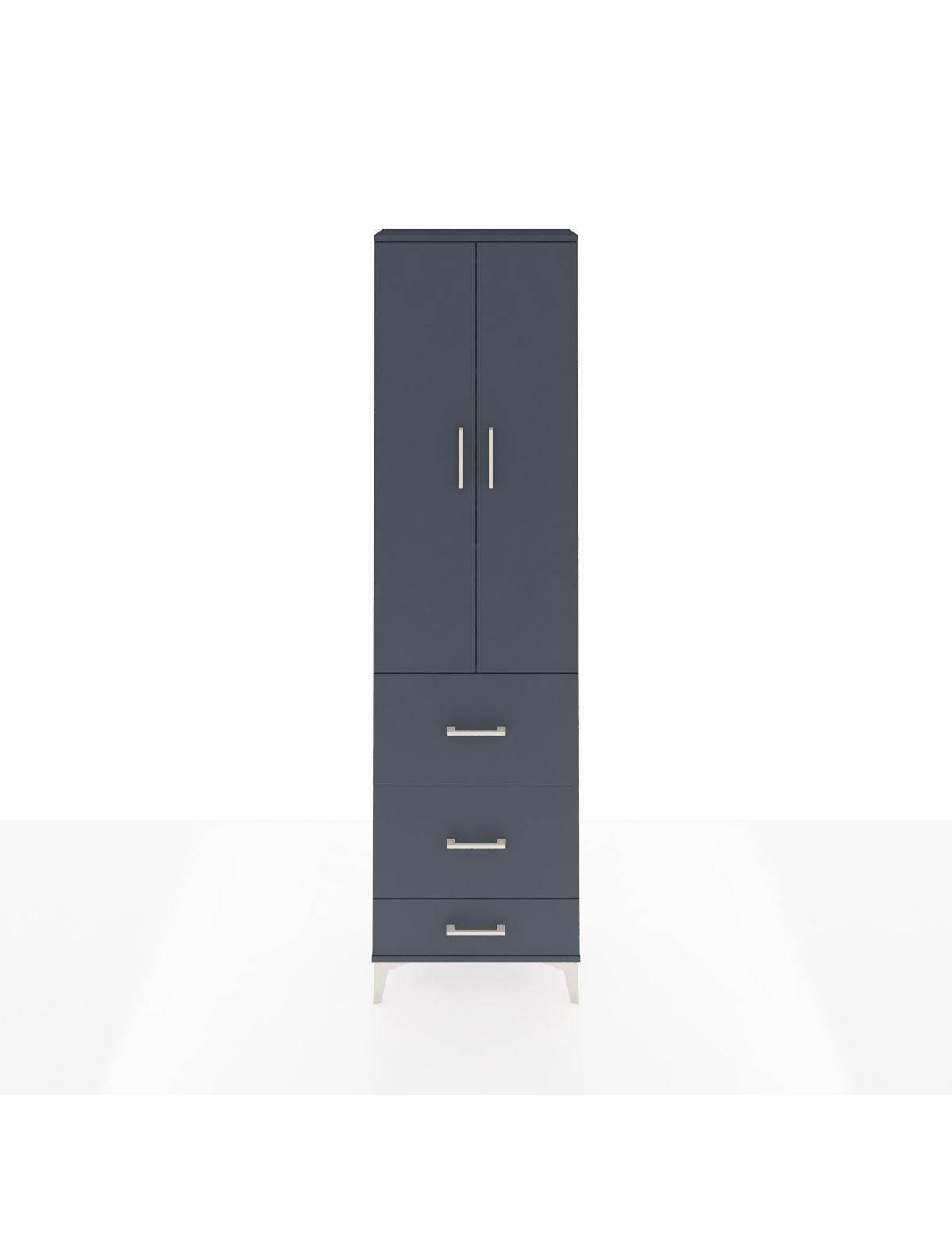 Arges Dolap 3 Raflı 3 Çekmeceli 2 Kapaklı 60x30x221 Antrasit-Antrasit