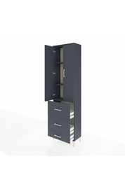 Arges Dolap 3 Raflı 3 Çekmeceli 2 Kapaklı 60x30x221 Antrasit-Antrasit