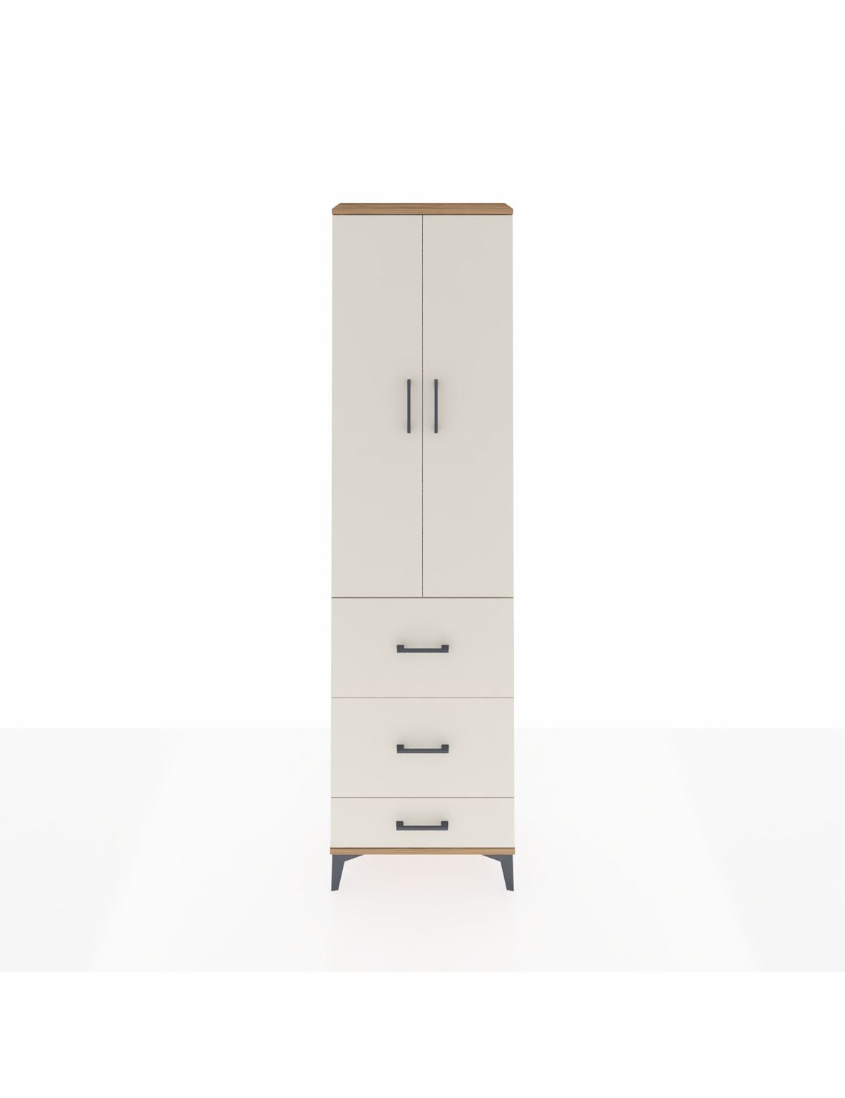 Arges Dolap 3 Raflı 3 Çekmeceli 2 Kapaklı 60x30x221 Çam-Aytaşı