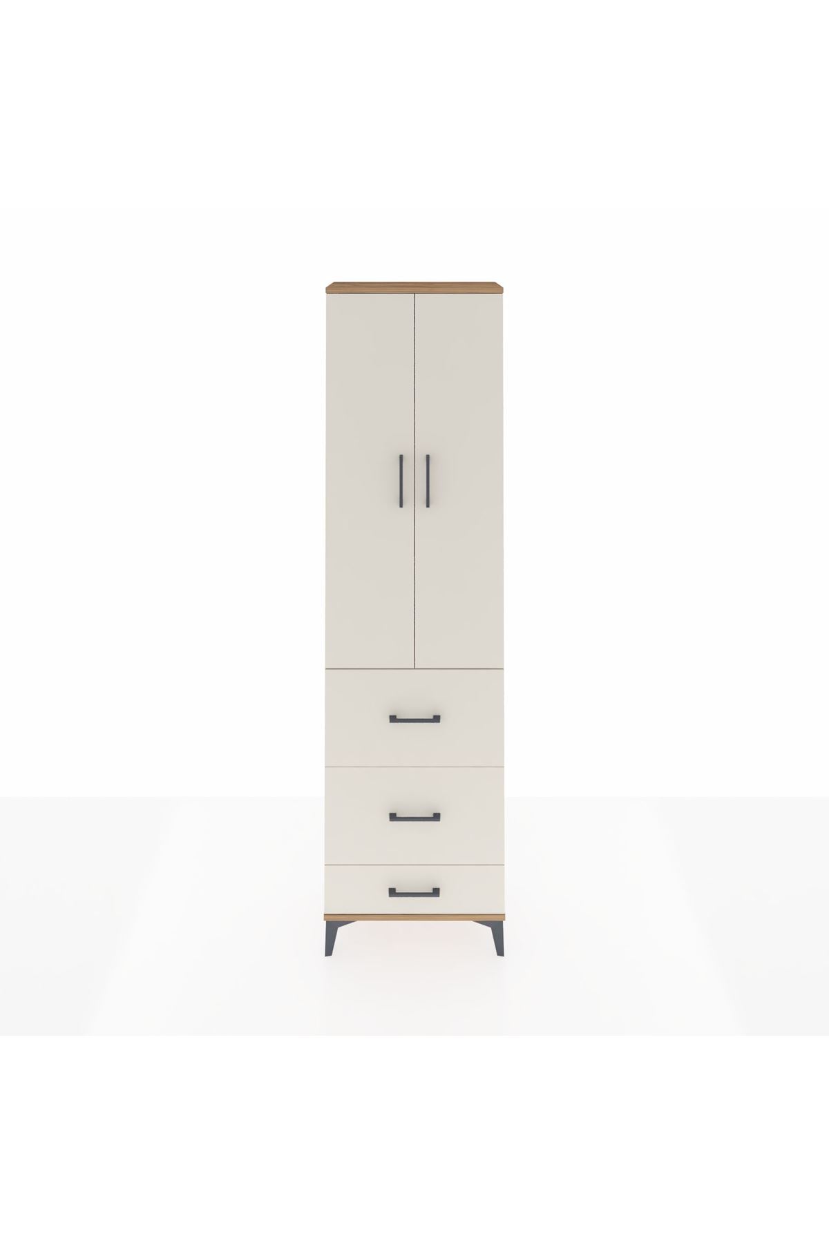 Arges Dolap 3 Raflı 3 Çekmeceli 2 Kapaklı 60x30x221 Çam-Aytaşı