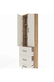 Arges Dolap 3 Raflı 3 Çekmeceli 2 Kapaklı 60x30x221 Çam-Aytaşı