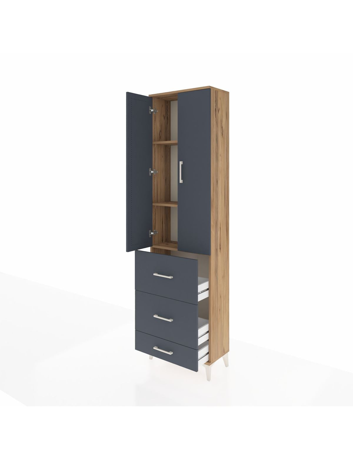 Arges Dolap 3 Raflı 3 Çekmeceli 2 Kapaklı 60x30x221 - S29M071V8A