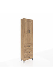 Arges Dolap 3 Raflı 3 Çekmeceli 2 Kapaklı 60x30x221 Çam-Çam
