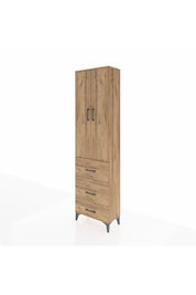 Arges Dolap 3 Raflı 3 Çekmeceli 2 Kapaklı 60x30x221 Çam-Çam