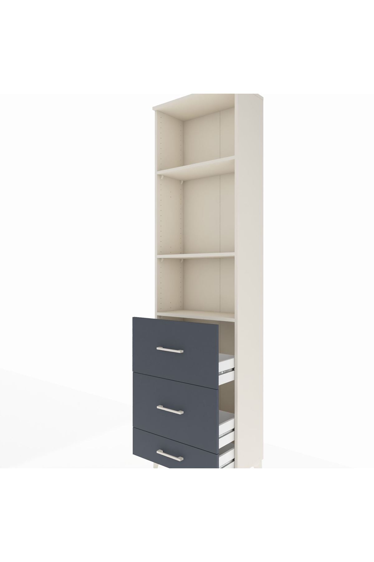 Arges Dolap 3 Raflı 3 Çekmeceli 60x30x221 Aytaşı-Antrasit