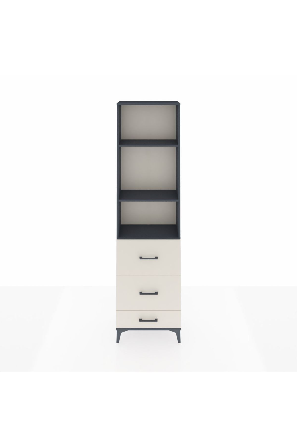 Arges Dolap 3 Raflı 3 Çekmeceli 60x30x221 Antrasit-Aytaşı