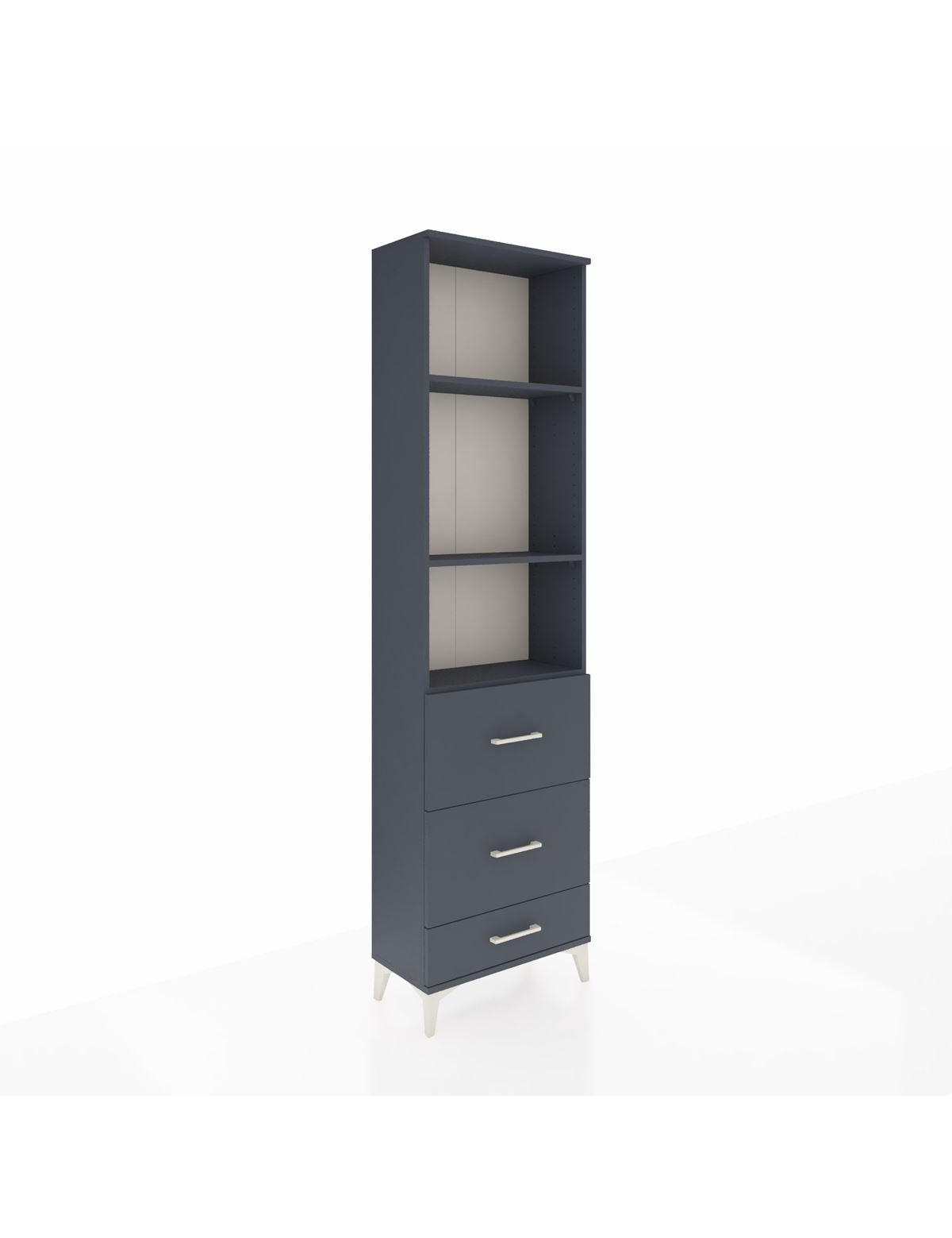 Arges Dolap 3 Raflı 3 Çekmeceli 60x30x221 Antrasit-Antrasit