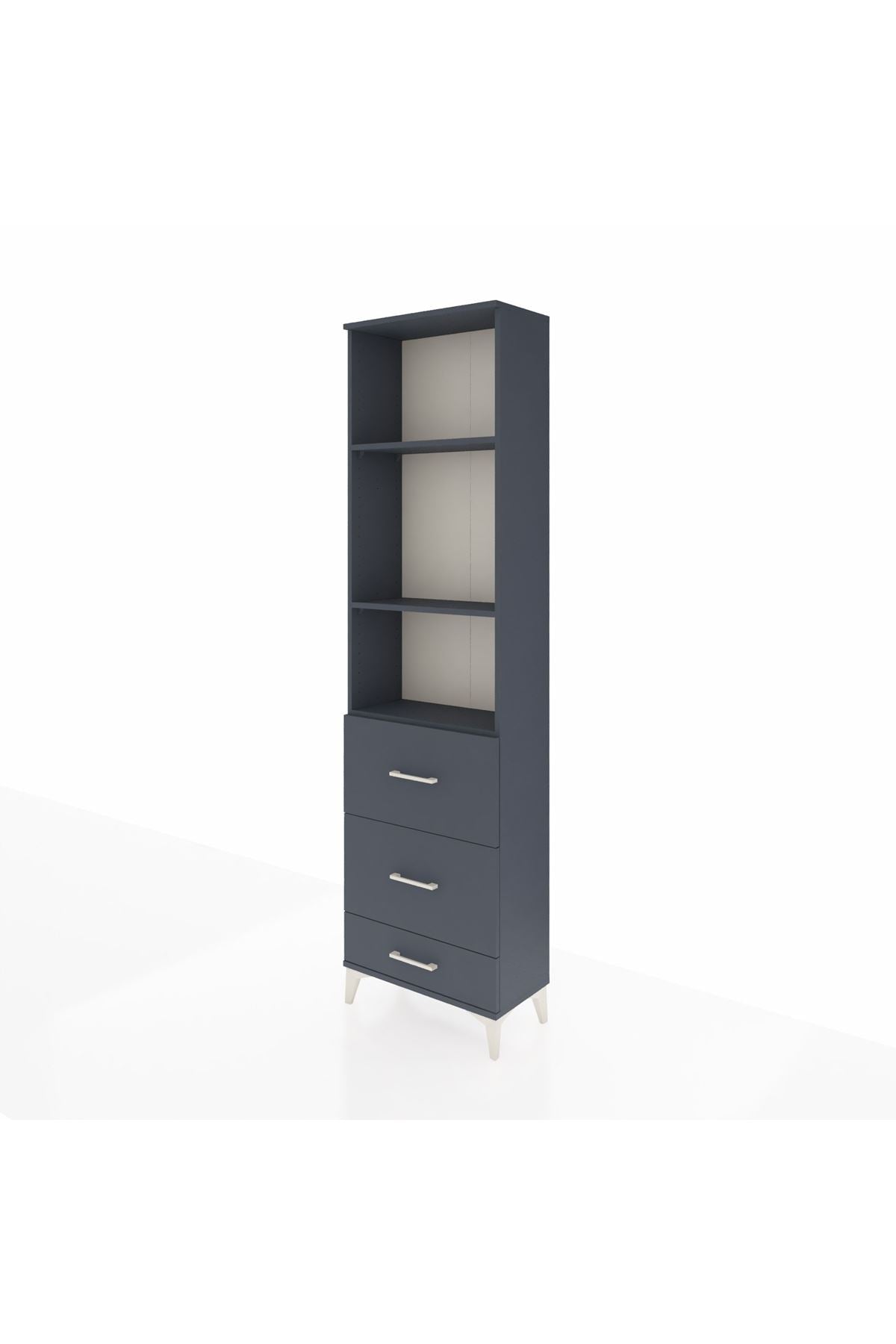 Arges Dolap 3 Raflı 3 Çekmeceli 60x30x221 Antrasit-Antrasit