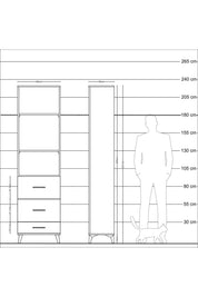 Arges Dolap 3 Raflı 3 Çekmeceli 60x30x221 Antrasit-Antrasit