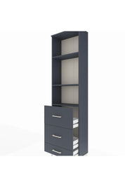 Arges Dolap 3 Raflı 3 Çekmeceli 60x30x221 Antrasit-Antrasit