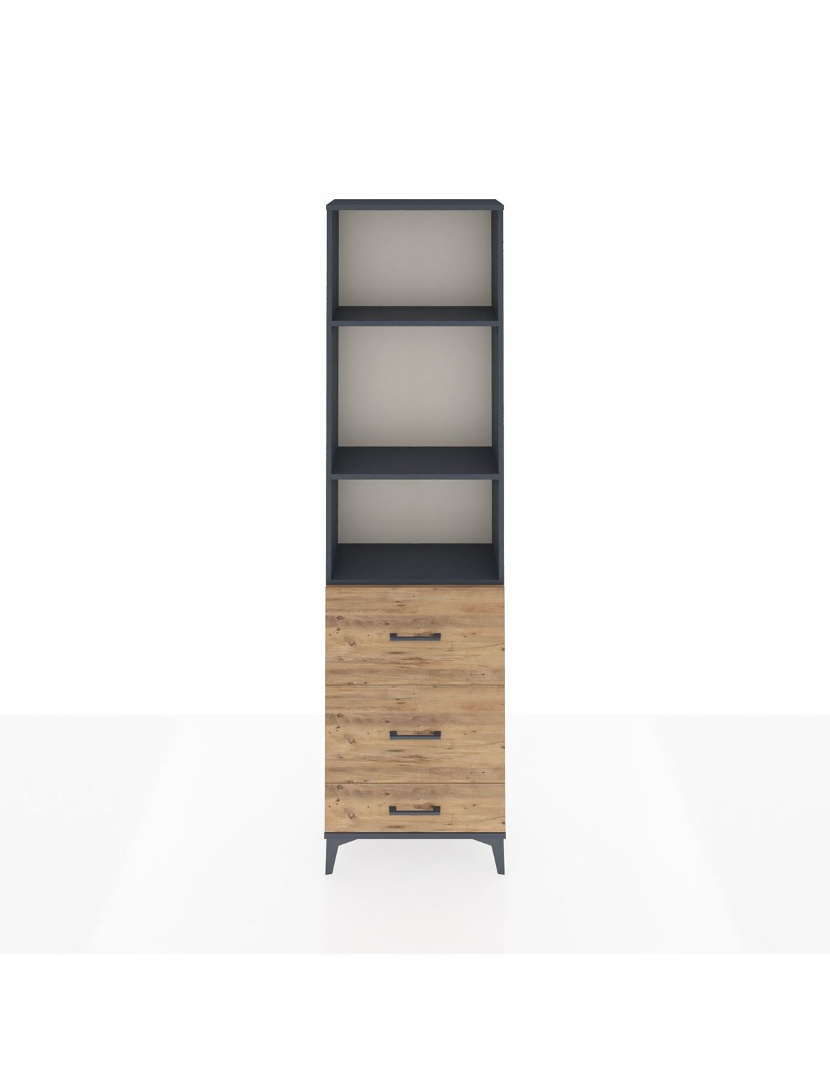 Arges Dolap 3 Raflı 3 Çekmeceli 60x30x221 Antrasit-Çam