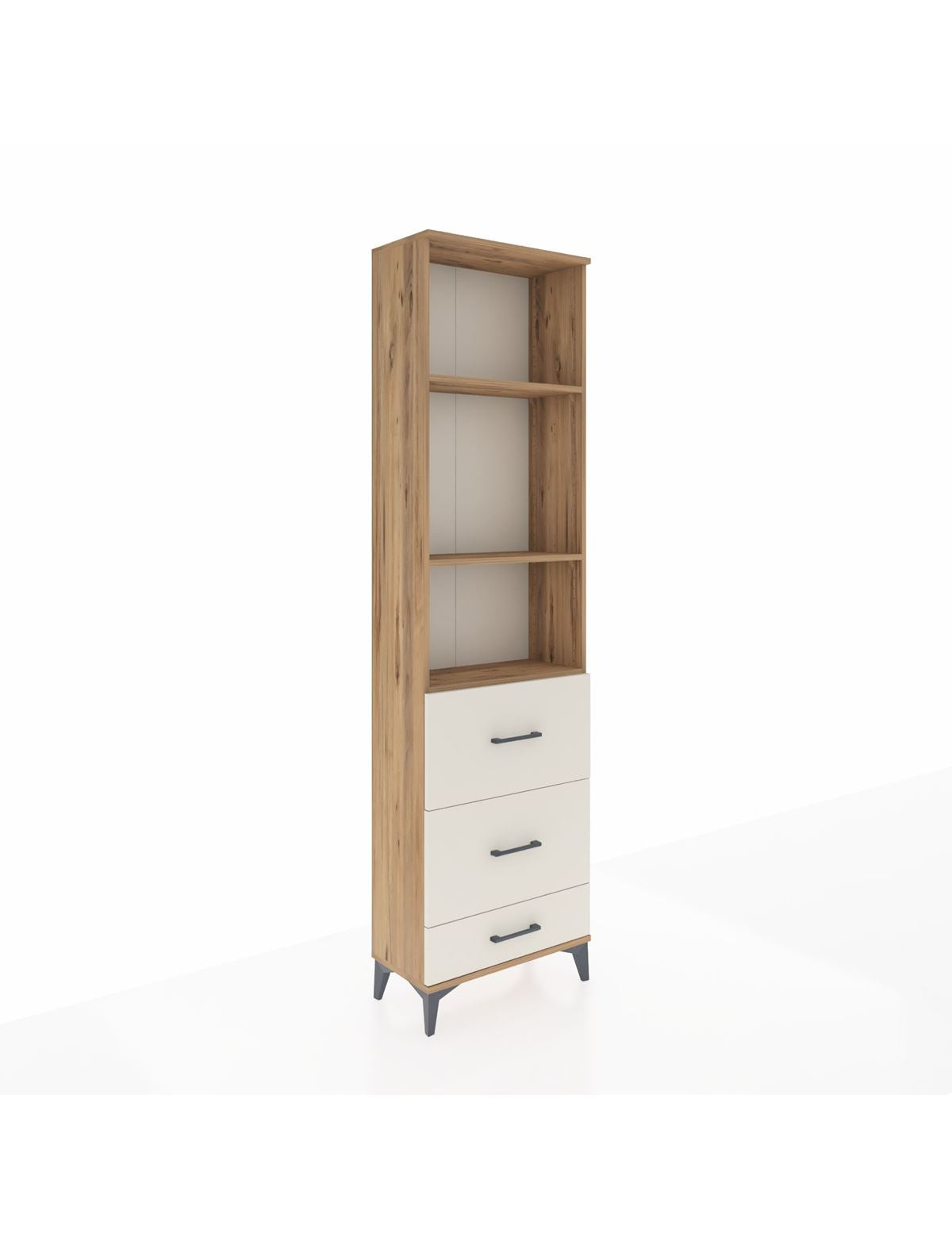 Arges Dolap 3 Raflı 3 Çekmeceli 60x30x221 Çam-Aytaşı