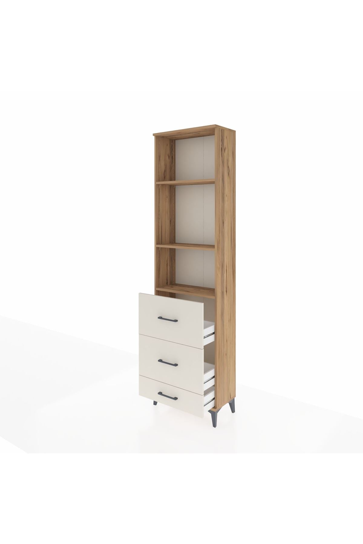 Arges Dolap 3 Raflı 3 Çekmeceli 60x30x221 Çam-Aytaşı