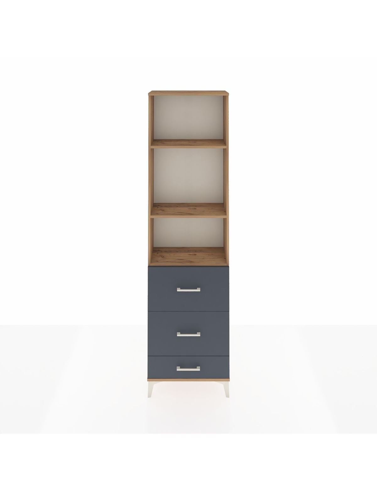 Arges Dolap 3 Raflı 3 Çekmeceli 60x30x221 Çam-Antrasit