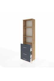 Arges Dolap 3 Raflı 3 Çekmeceli 60x30x221 Çam-Antrasit