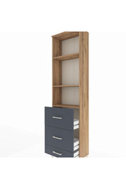 Arges Dolap 3 Raflı 3 Çekmeceli 60x30x221 Çam-Antrasit