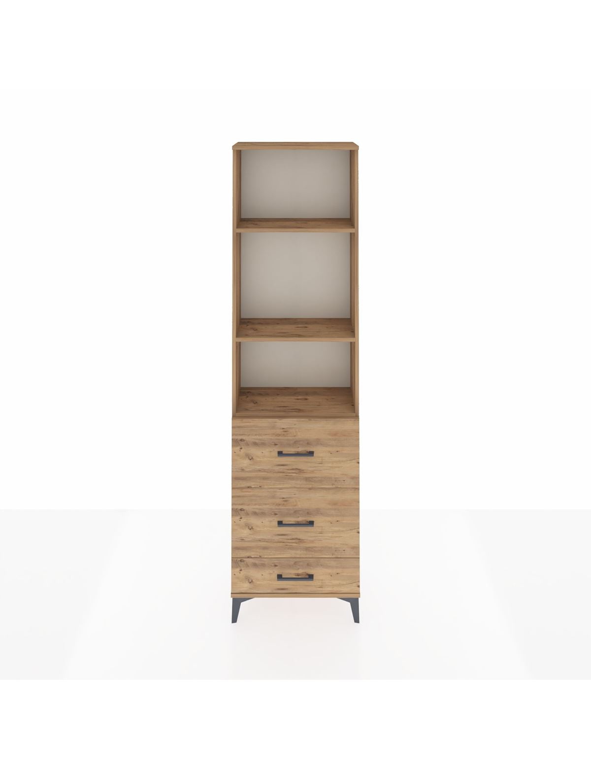 Arges Dolap 3 Raflı 3 Çekmeceli 60x30x221 Çam-Çam