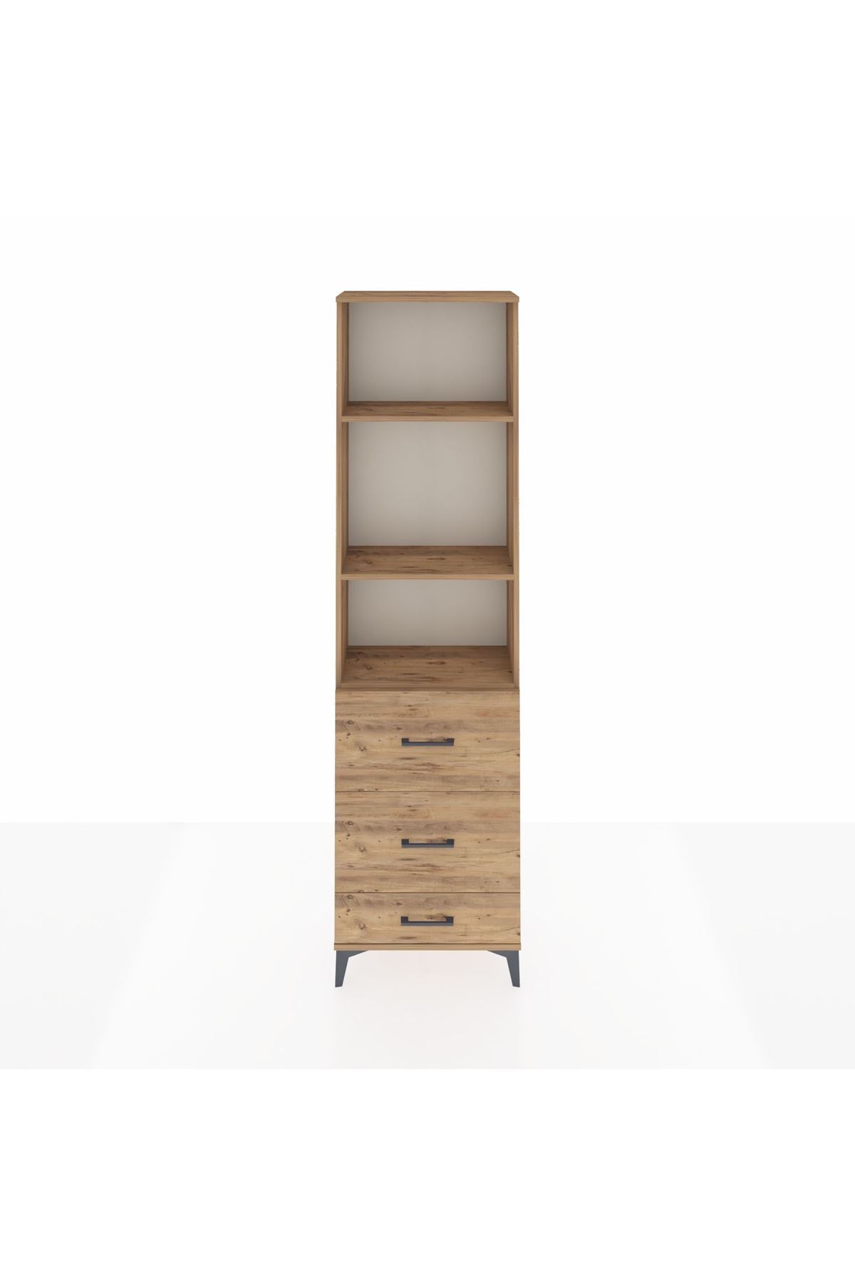 Arges Dolap 3 Raflı 3 Çekmeceli 60x30x221 Çam-Çam