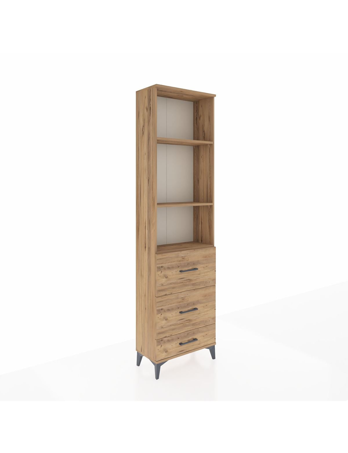 Arges Dolap 3 Raflı 3 Çekmeceli 60x30x221 Çam-Çam