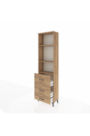 Arges Dolap 3 Raflı 3 Çekmeceli 60x30x221 Çam-Çam