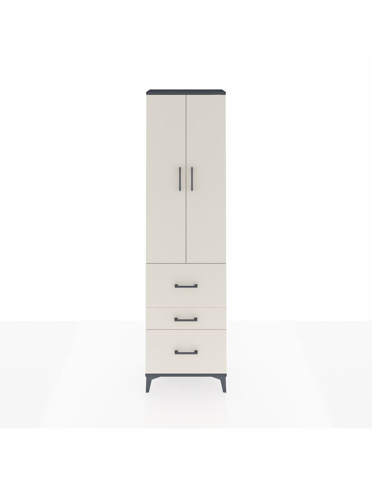 Arges Dolap 2 Raflı 3 Çekmeceli Tek Askılı 60x30x221 Antrasit-Aytaşı